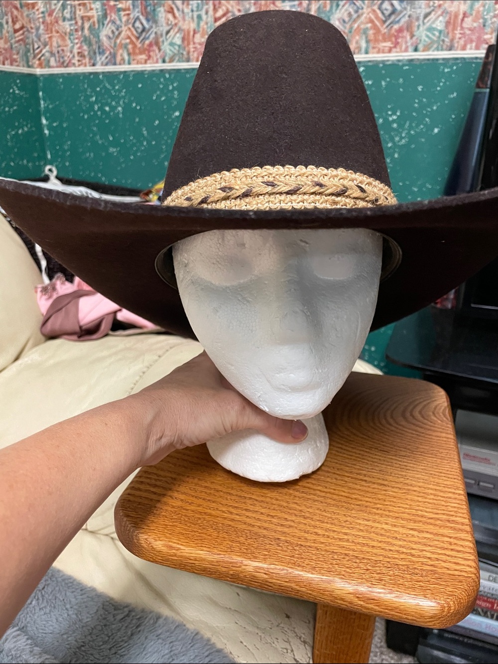 Vintage Biltmore Brown felt hard Western Cowboy Hat with Braided Band